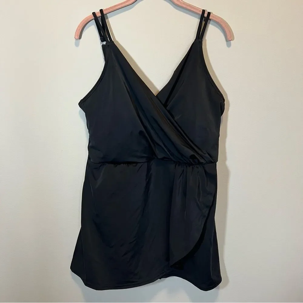 Lands’ End Black Swim Dress Swimsuit‎ Large 14-16